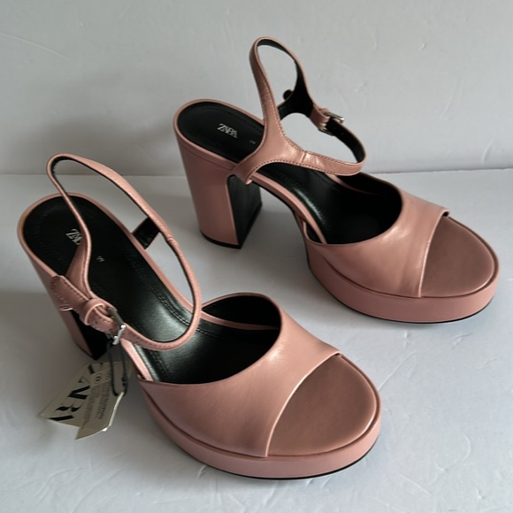 ZARA Women’s Platform Leather Sandals - Picture 3 of 17